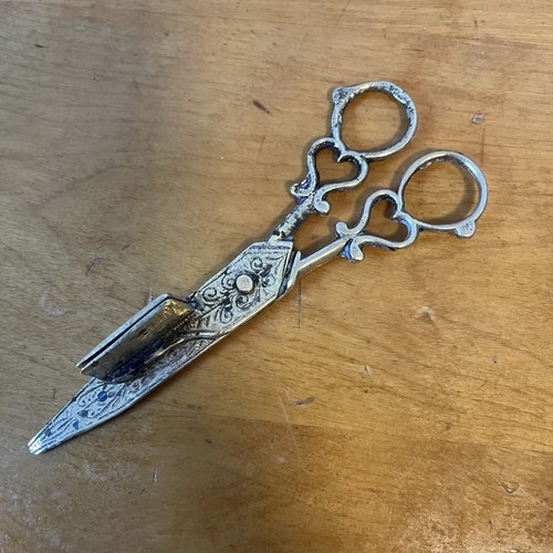 Antique brass candle - snuffer, &